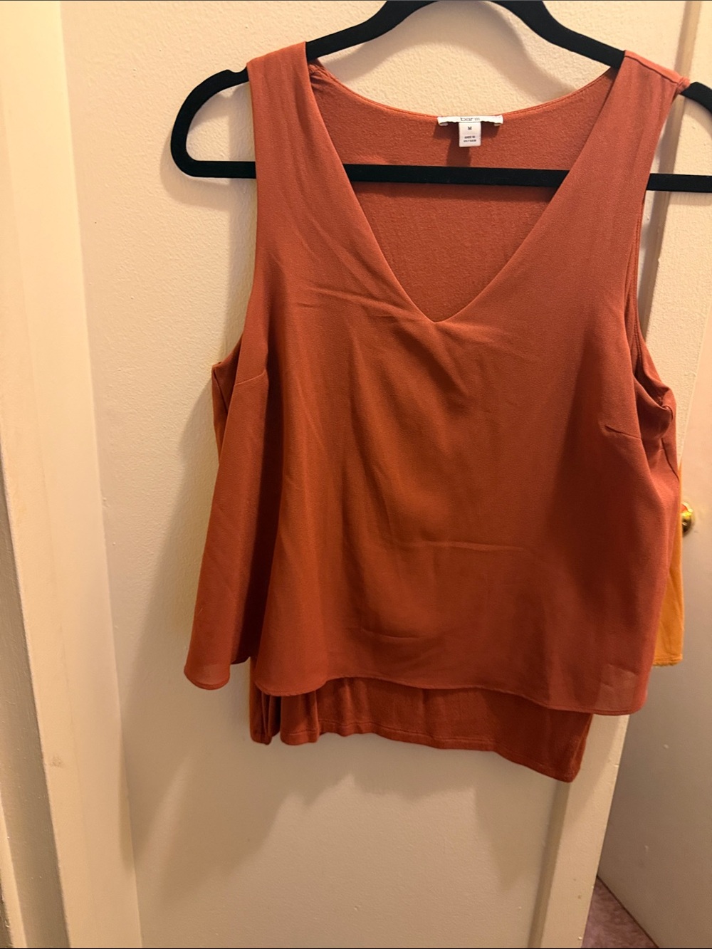 Bar III Rust Orange V-Neck Layered Tank Top